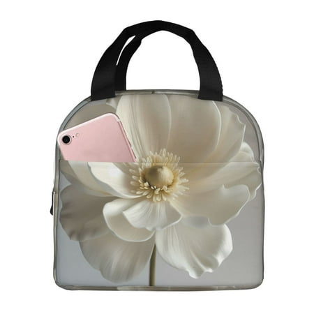 Insulated Lunch Bag for Women Men - Elegant Ivory Flower Leakproof Cooler Lunch Box for Women Men  Lunch Tote Bags for Work School Picnic Travel