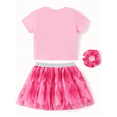 thumbnail image 2 of Barbie Girls Dresses Sets 3 Piece Outfit Set Graphic T-Shirt Plaid Tulle Skirt with Scrunchie Girls Fashion Sizes 6-7Y, 2 of 11