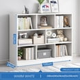 thumbnail image 3 of IOTXY Simple Bookcase with Base - 3 Tier 8 Cubes Freestanding Low Display Cabinet, Warm White, 3 of 5