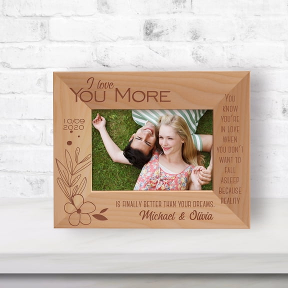 You Know You're In Love Personalized Wooden Frame-5" x 3 1/2" Brown Horizontal