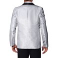 thumbnail image 3 of INSPIRE CHIC Blazers para Hombre con Solapa Metálica y Un Botón, Estilo de Fiesta, Brillantes, Color Plateado, 3 of 4