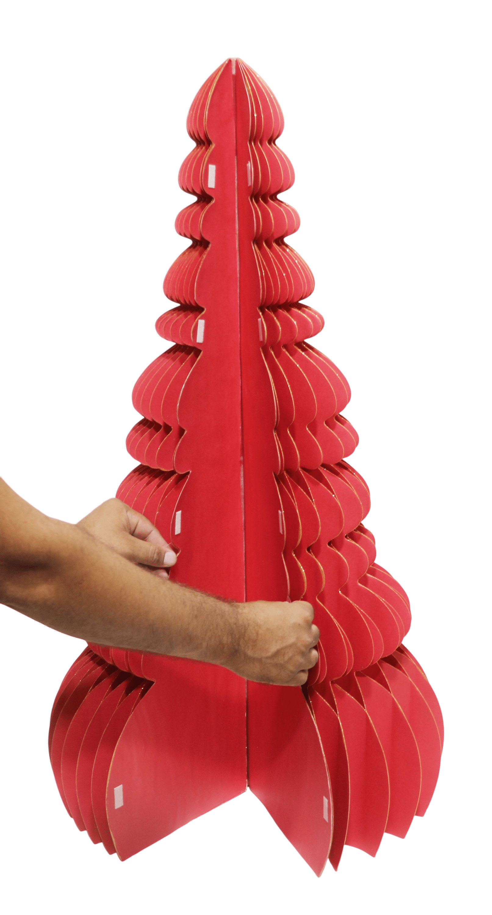 Honeycomb Paper Tree Christmas Decoration, Red, 35", by Holiday Time