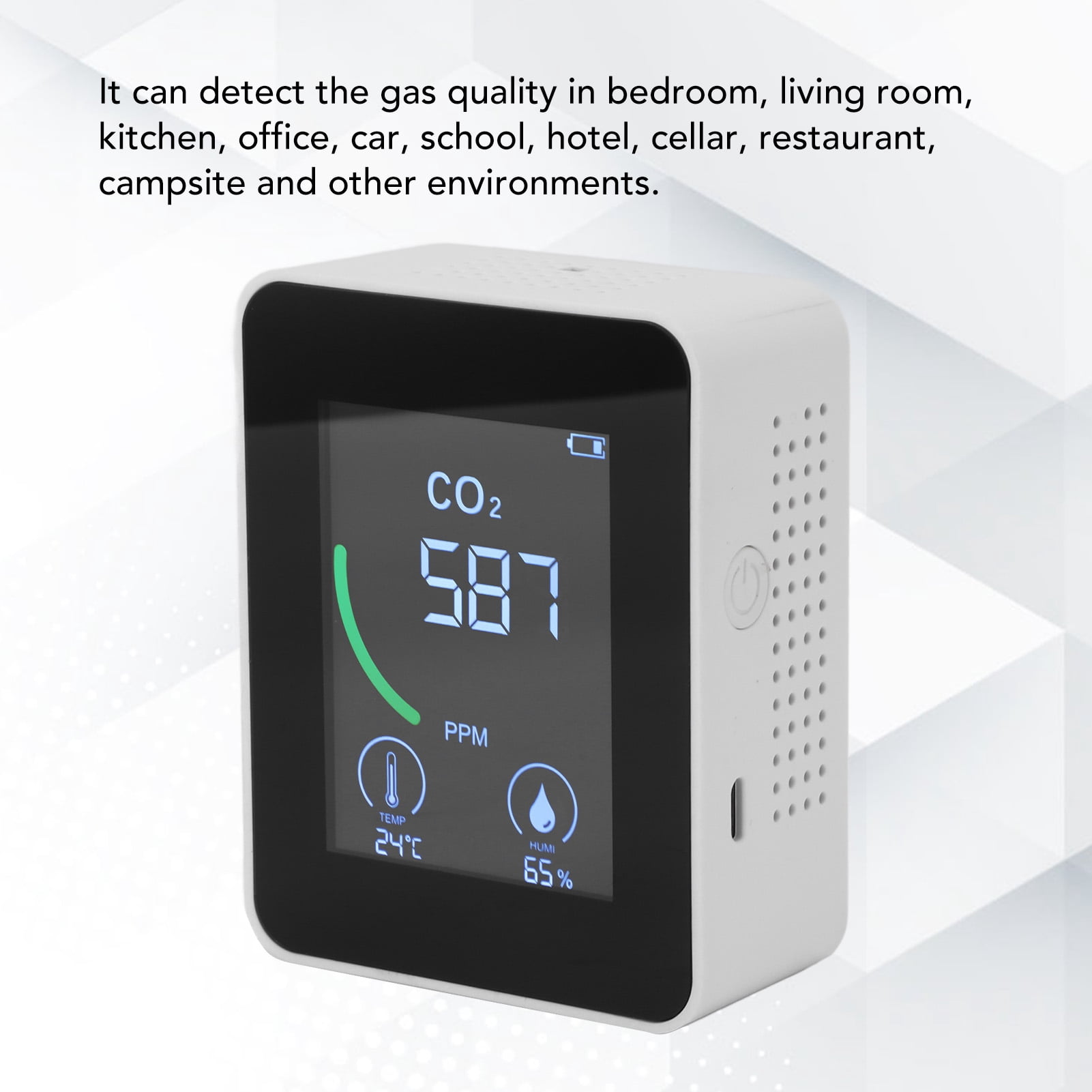 Suodoka Air Quality Meter 3-in-1 Infrared NDIR CO2 Monitor Temperature & Humidity Tester for Home & Office, Accurate Indoor Gas Detector (5.9 inches / 15 cm, White)