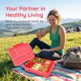 thumbnail image 4 of Bento Box Adult Lunch Box, 5-Compartment Leak-Proof Meal Prep Container for Work Travel Red, 4 of 6