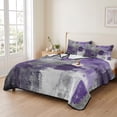 thumbnail image 2 of Full Quilt Set 78''x90'', Purple Grey Lightweight Bedspread Coverlet Set with 2 Pillow Shams, Modern Oil Painted Abstract Art Breathable All Season Quilt Bedding for Bedroom/Guest Room, 2 of 9