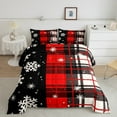 thumbnail image 2 of Manfei White Snowflake Full Size Comforter Sets,Merry Christmas Bedding Comforter Set,Red Black Plaid Bedding Sets For Girls Boys,Luxury Bedroom Decor Reversible,3pcs, 2 of 8