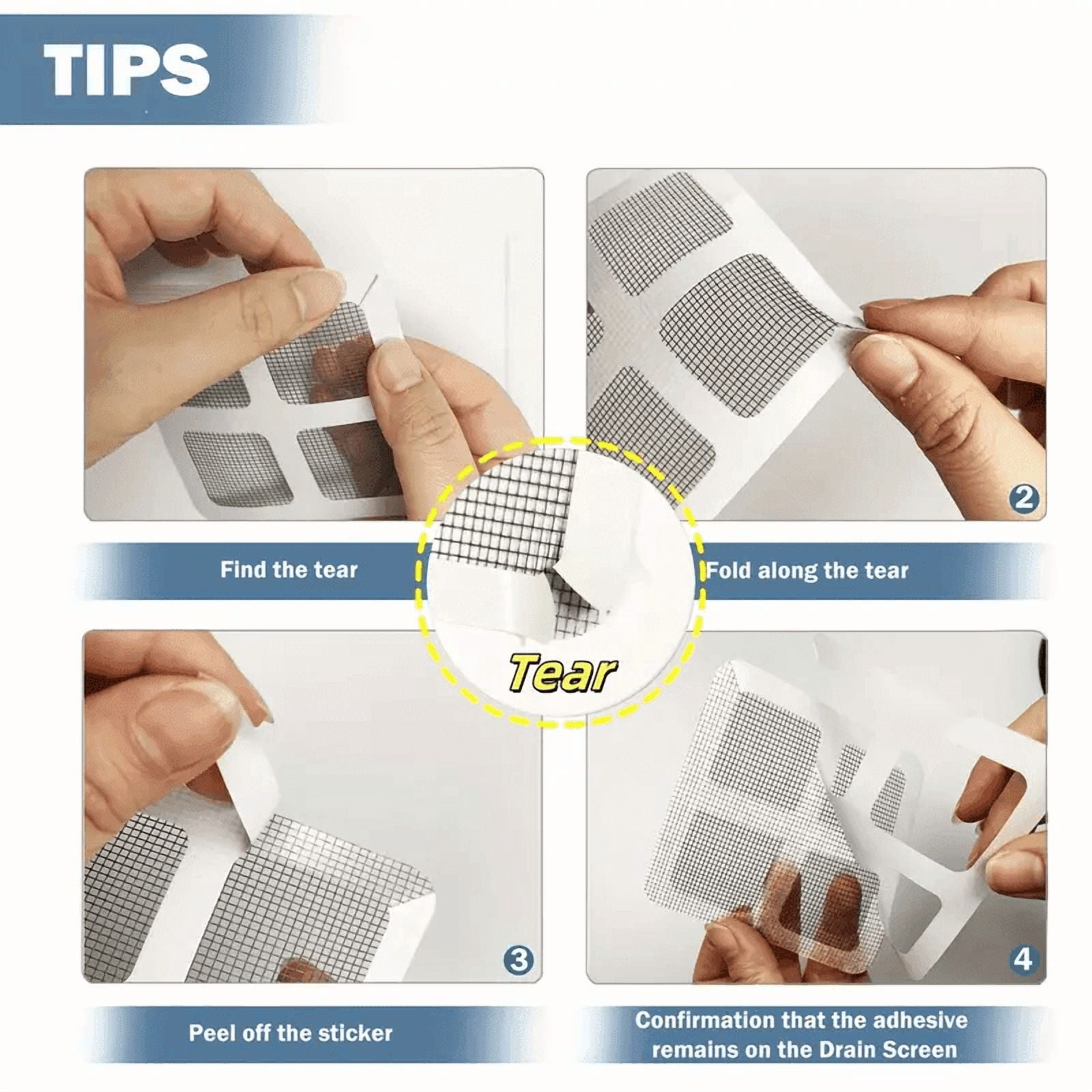 50Pcs Disposable Shower Drain Hair Catcher Stickers, Plastic Mesh Filter Covers For Bathroom & Bathtub, Efficient Hair & Debris Blocker For Sink And Floor Drains