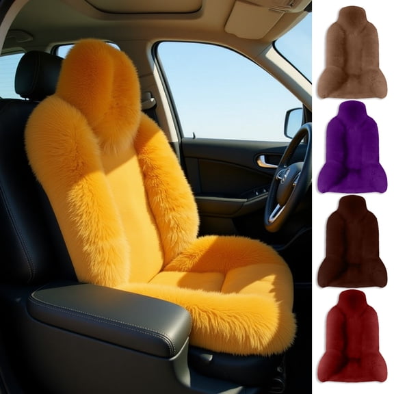 Lwlmwt Plush Car Seat Cushion Faux Long Pile Car Seat Cover Fluffy and Soft Warm Seat Pad Fits Most Cars, Car Accessories
