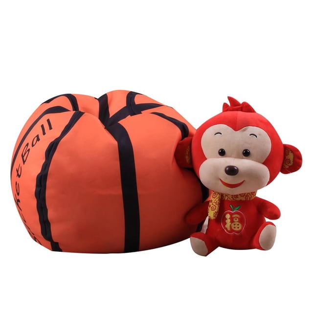 Silla de puf de almacenamiento, funda de puf de 18 pulgadas con cremallera para niños, juguetes de peluche, juego