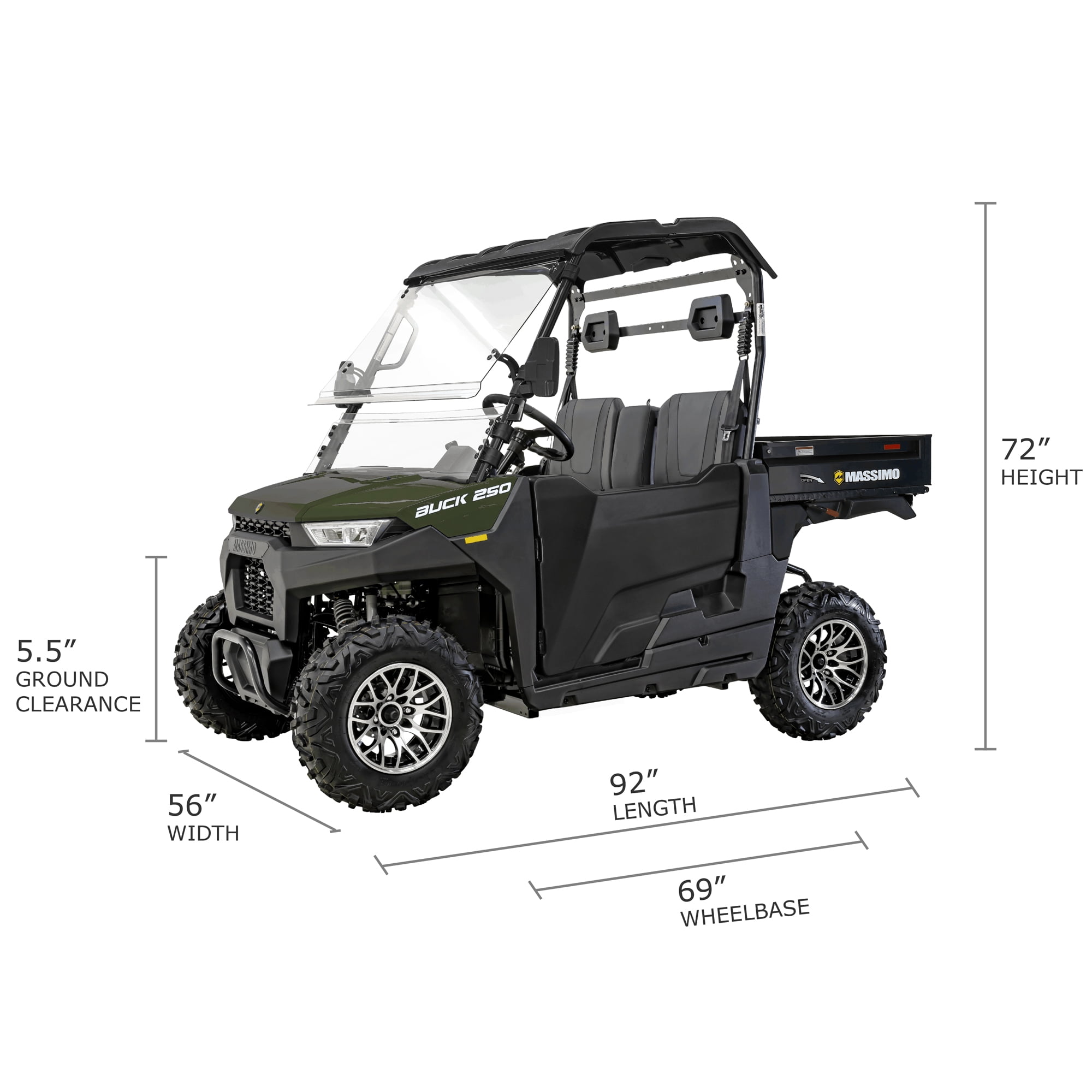 Massimo Buck 250 Compact 12hp Blue Side by Side UTV, 177cc