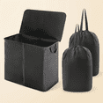 thumbnail image 3 of Norcho 105L Double Laundry Hamper with Lid, Divided Laundry Basket with Removable Bags and Handles, Large Separated Clothes Basket, Black, 3 of 7