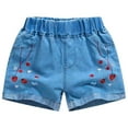 thumbnail image 4 of DAETIROS Little Girls Jeans Shorts, Summer Casual Cotton Graphic Fashion Cute Pull-On Lounge Shorts Blue Size 10-11 T, 4 of 4
