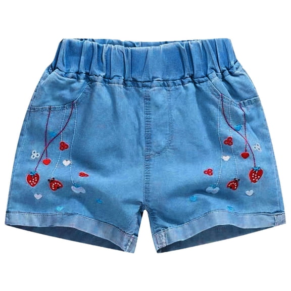 uublik Girls Shorts Size 3T-11 Straight Leg High Waist Jean Shorts Blue