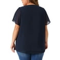 thumbnail image 4 of DARING DIVA Women's Plus Chiffon Ruffle Double-Layered Top 2X Navy Blue, 4 of 6