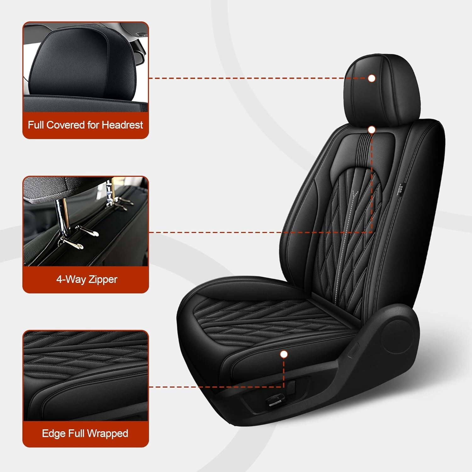 LAONNVIR Honda Crv Seat Covers Fit for Honda CR-V 2007-2024 2025 Leather Car Seat Cover Full Set for SUV,Waterproof Car Seat Cushion,Faux Leather,Black 5 Seats