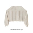 thumbnail image 3 of Polyester Tablecloth with Tassels and Embroidery, Decorative for Dining Room or Kitchen, Durable Washable Table Cover for Home or Restaurant, 55x36 Inch, 3 of 6