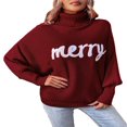 thumbnail image 1 of Chandails de Noël pour Femmes Manches Longues Chauve-Souris Col Roulé Pulls, 1 of 6