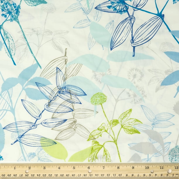 Waverly Inspirations Cotton 44" Botanical Aqua Color Sewing Fabric by