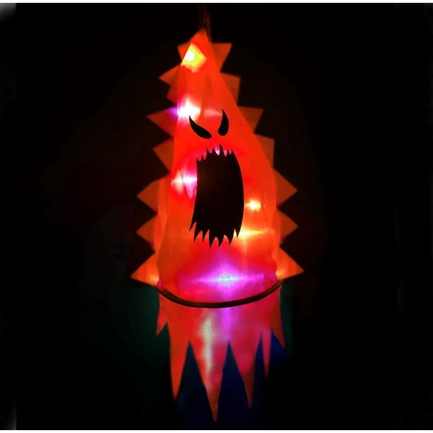 Bruja Brillante Con Luz Led Para Halloween, Sombrero De Bruja Con Cara De Fantasma, Accesorios De Cosplay Para Jardín, Árboles, Sala De Estar seitruly HA041393-06