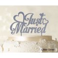 thumbnail image 1 of Printtoo Just Married Wedding Cake Topper Custom Name Cake Topper Color Option Available 5-7 Inches Wide, 1 of 1
