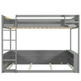 thumbnail image 4 of Bellemave Queen Bunk Bed with Storage and LED Light, Wooden Queen Over Queen Bunk Beds with USB Charging Station, Bunk Bed Frame with Built-in Shelves and Ladder, No Box Spring Needed（Gray）, 4 of 9