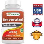 2 Pack Best Naturals Resveratrol 500 mg 60 Vegetarian Capsules