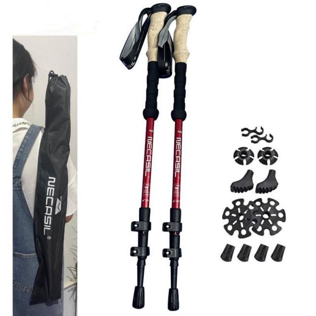 2 Bastones De Trekking De Fibra De Carbono - Ajustables Y Ligeros Para Senderismo Y Montañismo