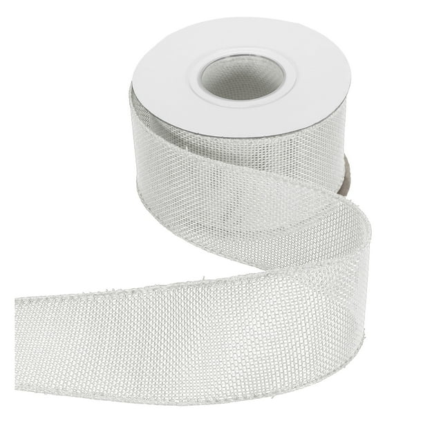Cinta de yute con alambre Uxcell de 2" x 10 yardas, cinta de borde con alambre, correa tejida, blanca