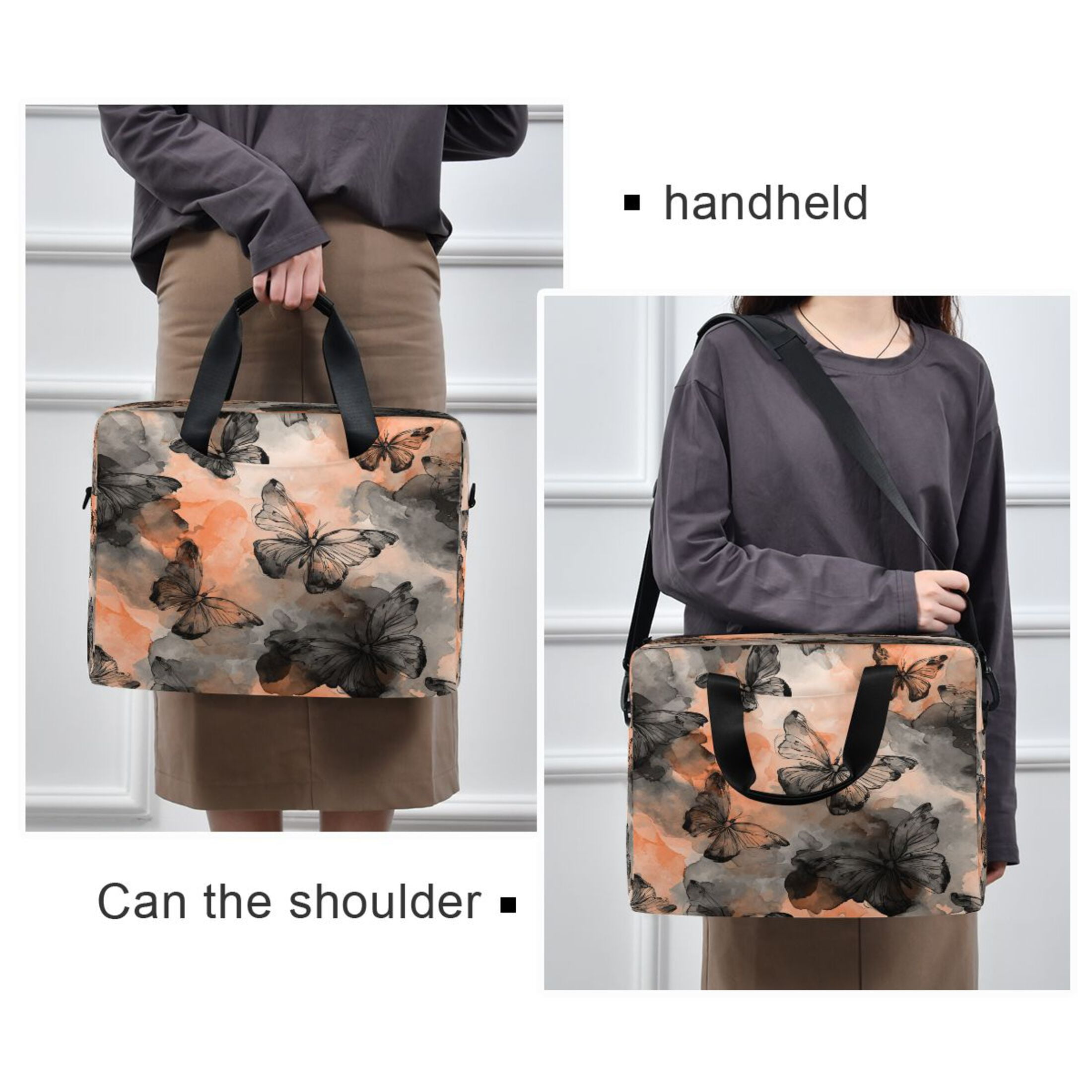 Laptop Bag Laptop Briefcase 15.7 x 3 x 11.8 Inches Laptop Bag Briefcases Laptop Storage Travel Laptop Bag Work Laptop Bag Grey Butterfly