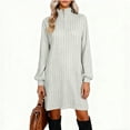 thumbnail image 4 of Fznquz Gris Robes de Printemps pour Femmes Tricot à Manches Longues Robe Chandail Décontractée 2026 Demi-Fermeture Éclair Robe pour Femmes, 4 of 5