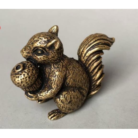 Bronze Handmade Small Squirrel Statue Figure Tea Pet Decoration Rare Chinese