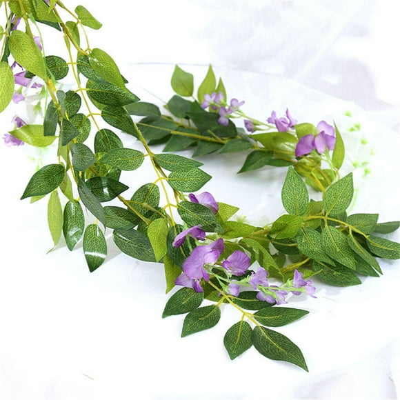Goriertaly 2x7FT Artificial Wisteria Vine Garland Plants Foliage Trailing Flower In/Outdoor pink