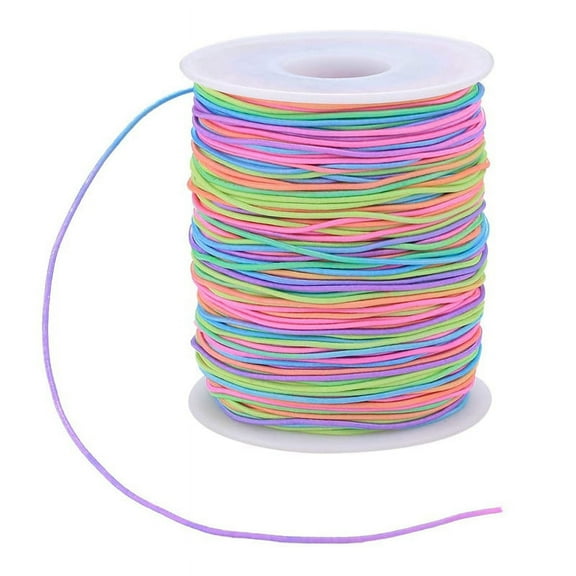 Elastic Cord, Beading Cords Threads, Rainbow Color Stretch String Fabric Crafting for Bracelet,