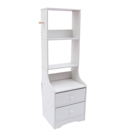 Modern White Tall Bed End Table  Nightstand Bed End Table 2 Drawer Cabinet Bedroom Side Table 14.57*11.81*44.88in  Smooth&Waterproof