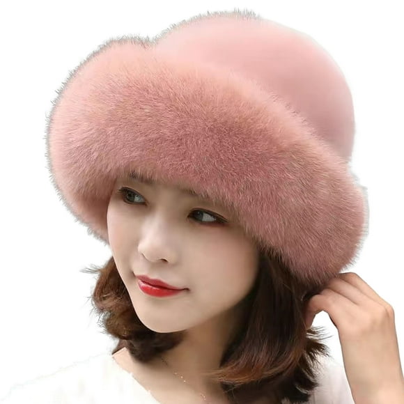 Visland Women Hat Fluffy Thickened Ear Protection Dome Winter Coldproof Elegant Russian Hat Faux Fur Headband Streetwear