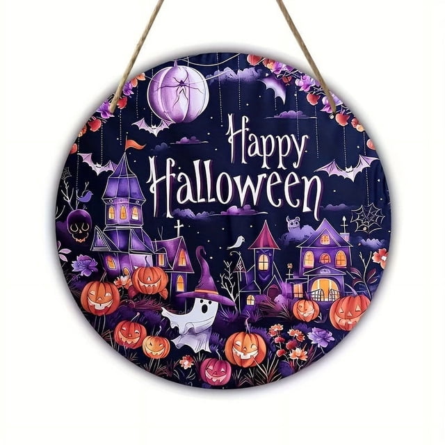 COM1950s Halloween Wooden Sign, Hang Decorative Wooden Home Signs