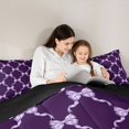 thumbnail image 4 of Manfei Lavender Satin Bow Dark Purple Full Size Comforter Sets, Shiny Ribbon Bedding Sets for Girls Women, Black Reversible, 3pcs, 4 of 6