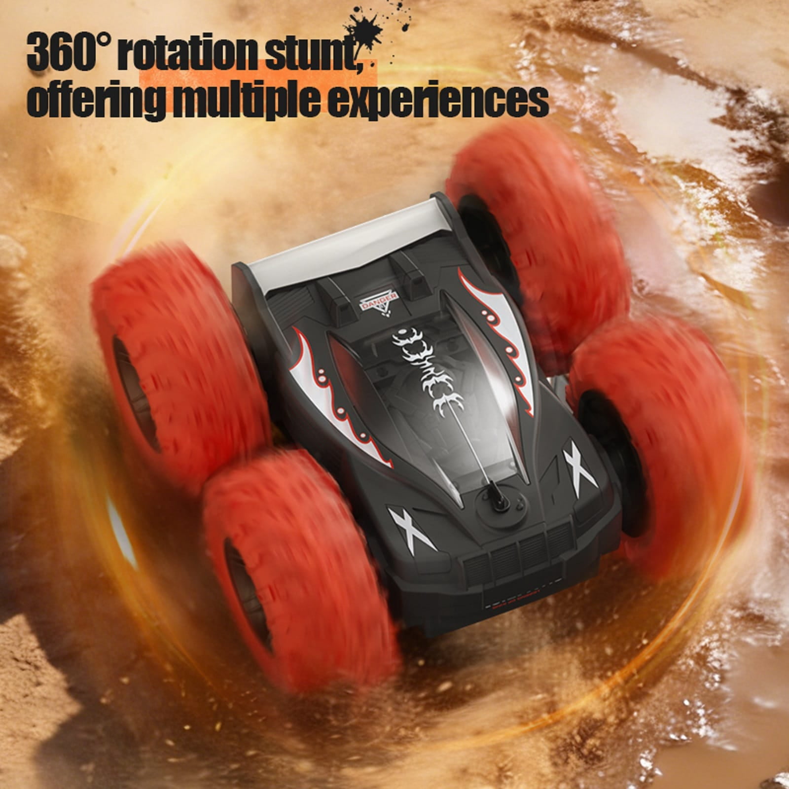 2.4G Amphibious RC Stunt Car, Rechargeable Double-Sided Water Land Remote Control Vehicle with 360 Flip, All Terrain