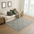 thumbnail image 2 of My Texas House Green Floral Faux Fur Washable Indoor Area Rug, 5' x 7', 2 of 5