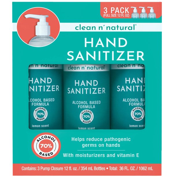 Clean n' Natural Hand Sanitizer, 12 Fluid Ounce (3 Pack)