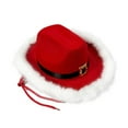 thumbnail image 2 of AWZXDE Festive Kids Hat Cowboy Hat With Santa Trim And Adjustable Belt Strap Party Celebration Stage Play Clothing Red, 2 of 4