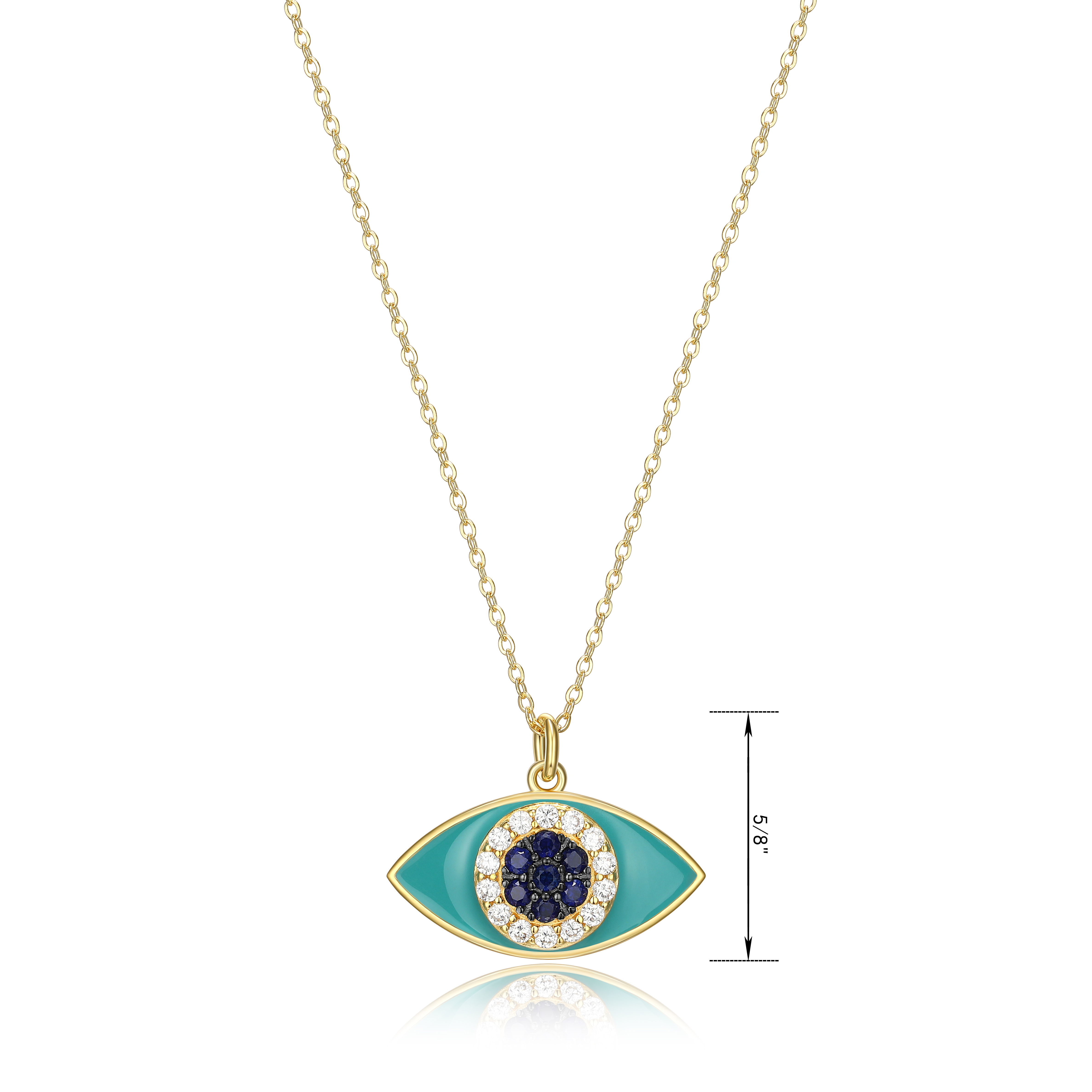 Forever Facets Epoxy and Sapphire Evil Eye Necklace in Sterling Silver