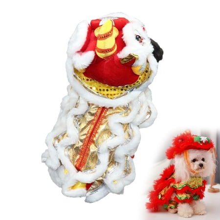 AGIUFGS Pet Lion Dance Costume in Polyester Festive Holiday Designs for Home Use