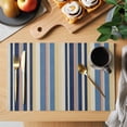 thumbnail image 2 of Blue Yellow Orange Striped Placemats Set of 8, Farmhouse Stripes Vintage Placemats for Dining Table, Place Mats for Kitchen Tabletop, Waterproof Wipeable Dining Table Mats Set, 2 of 9