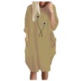 thumbnail image 1 of Robe Midi la Mode Robe d'Hiver pour Femmes Grande Taille Décontractée Ample avec Poche Aguichant Imprimée Robe Midi pour Femmes Invité de Mariage en Liquidation, 1 of 3