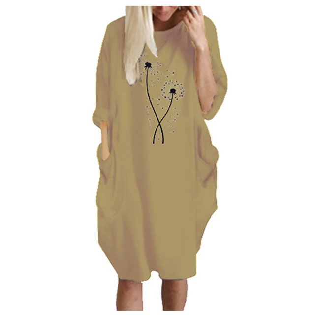 Robes Maxi pour Femmes 2023 Décontractées la Mode Robe d'Hiver Grande Taille Décontractée Ample avec Poches Aguichant Imprimée Robe d'Église pour Femmes 2023 Élégante en Liquidation