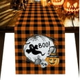 thumbnail image 1 of Halloween Boo Table Runners Ghost Spooky Pumpkin Witches Hat Non-Slip Rectangle Party Table Decorations for Kitchen ,Home ,Dining Table ,Outdoor,13X90?Inches Long,Buffalo Check Plaid Orange Black, 1 of 8