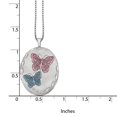 thumbnail image 2 of Primal Silver Sterling Silver Rhodium-plated 26mm Enameled Butterfly Oval Locket with 18-inch Box Chain, 2 of 7