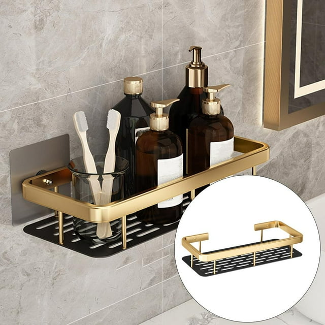 Carrito de de aluminio resistente a la oxidación, sin perforaciones, estante organizador de , soporte para champú, bandeja de almacenamiento BLESIY Soporte de ducha de montaje en pared