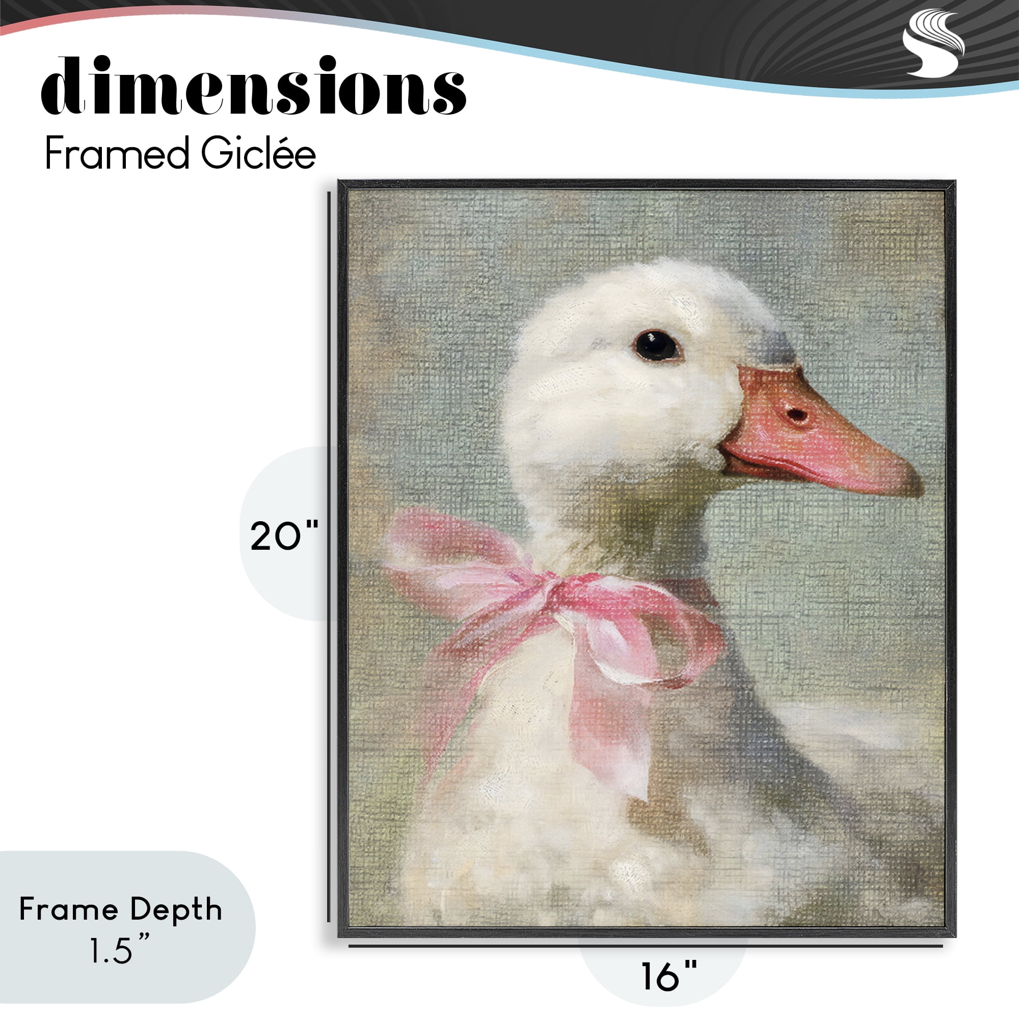 Stupell Industries Portrait of Pink Bow Goose Black Framed Giclee Art, design by LSR Design Studio